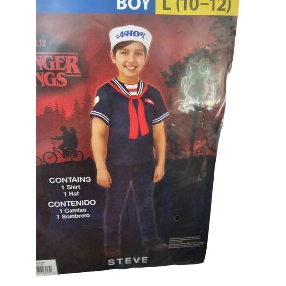 Stranger Things Steve Costume Ahoy Hat Rubies Netflix Boys Size 10-12 NEW - Picture 2 of 4